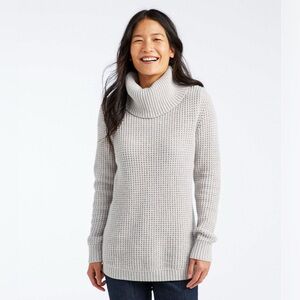 L.L. Bean Signature Cable Knit Cowl Neck Pullover SweaterSize XL EUC Cotton Wool